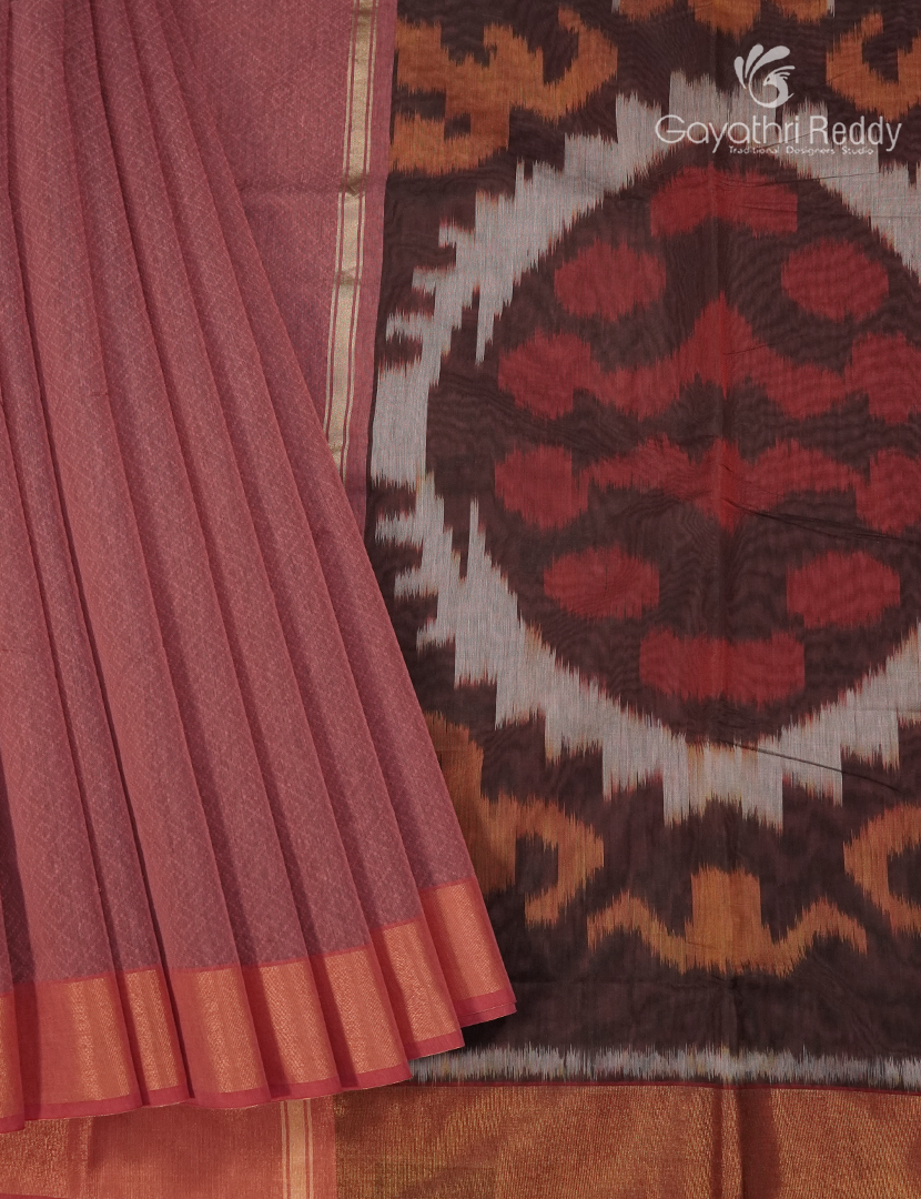 Semi Ikat Sico Saree in Peach