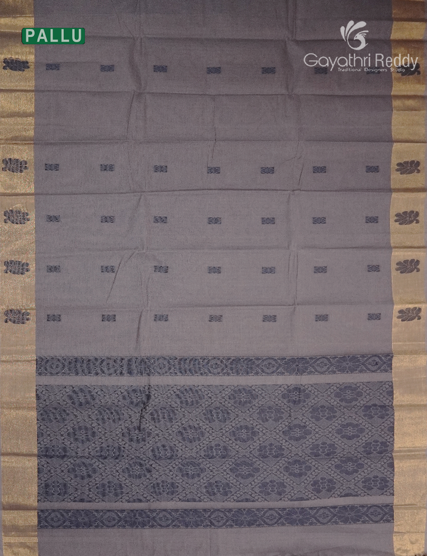 Pure Kanchi Cotton Saree in Ash Grey