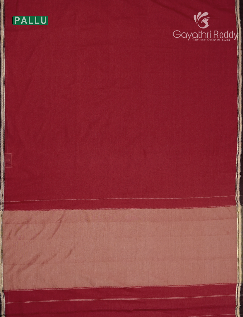 Pure Narayanpet Cotton Saree in Deep Red