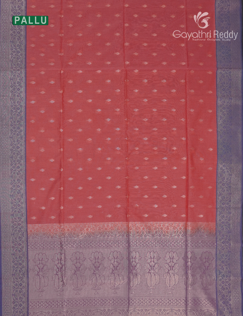 Kanchipuram Sico Saree in Peach and Grey