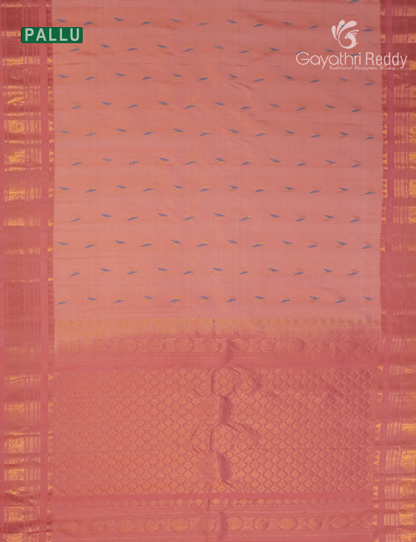 Pure Gadwal Silk Saree in Peach