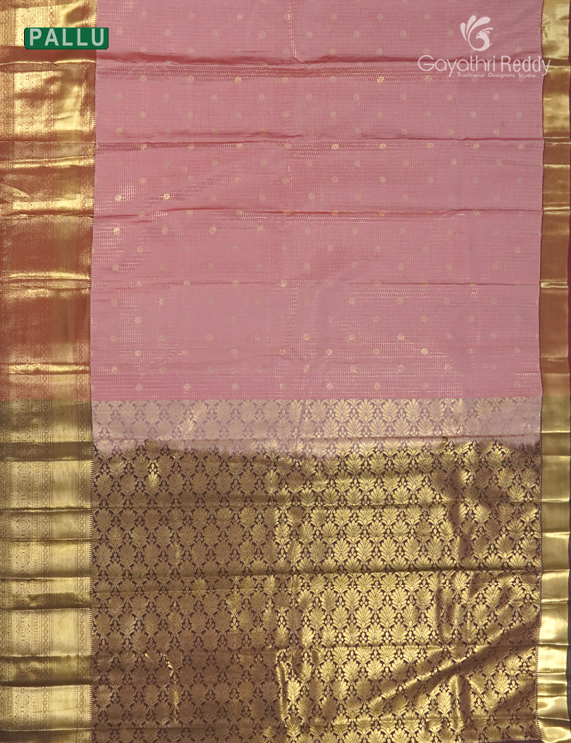 Semi Kanchipuram Silk Saree in Peach and Brown