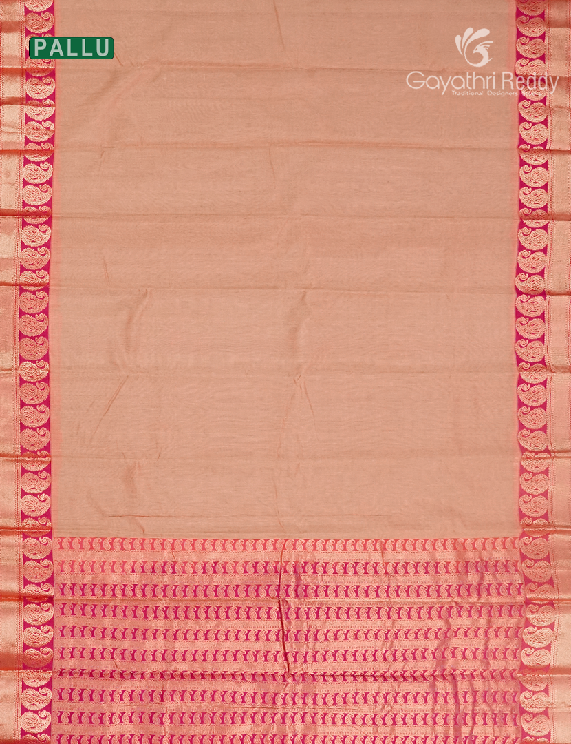 Pure Kanchi Sico Saree in Golden beige and Rani Pink