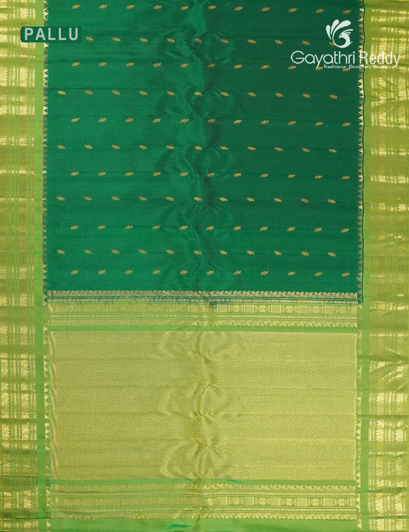 Pure Gadwal Silk Saree in Mango Green and Parrot Green