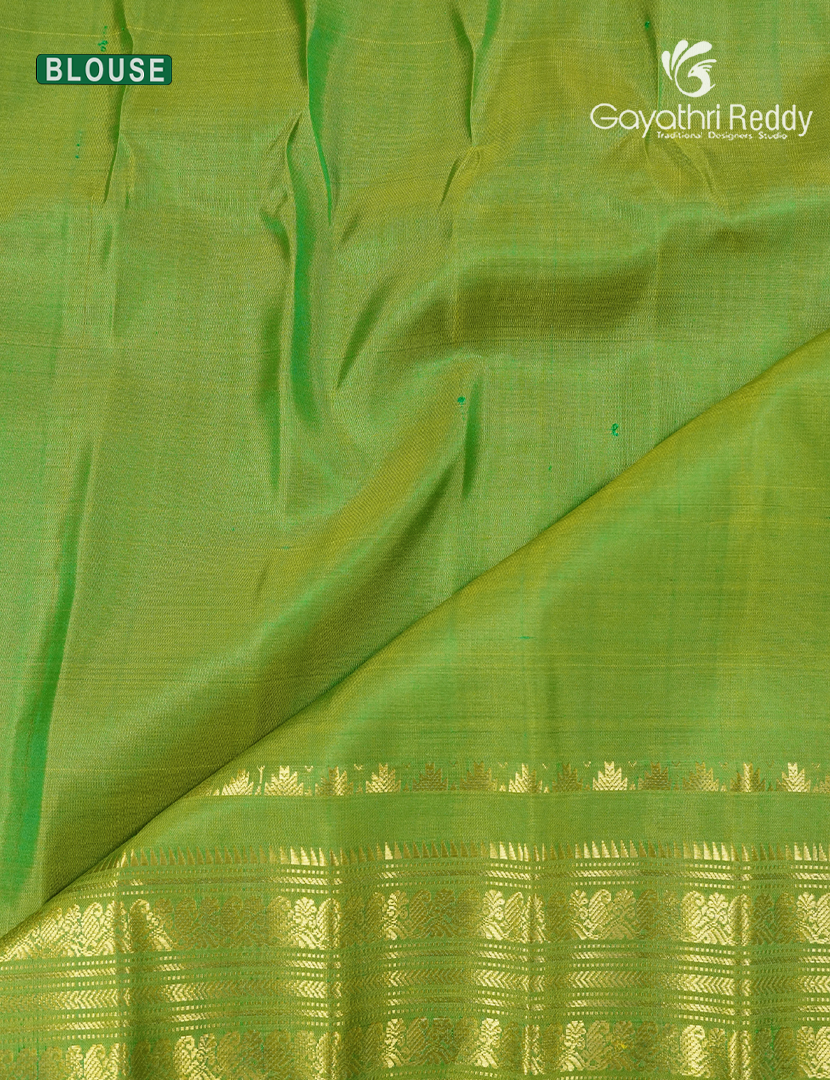 Pure Gadwal Silk Saree in Mango Green and Parrot Green