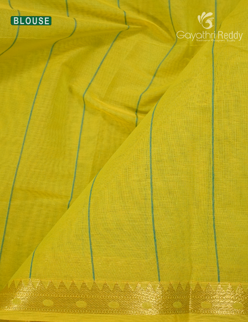 Pure Kanchi Cotton Saree in Lime Yellow and Lime Green