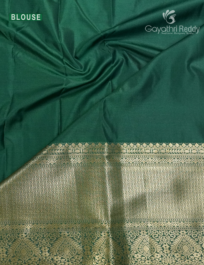 Semi Kanchipuram Silk Saree in Bottle Green