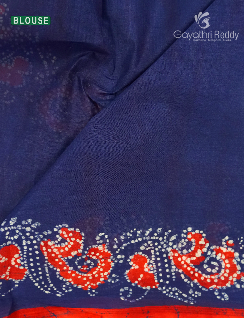 Cotton Batik Print Saree in Violet and Pink