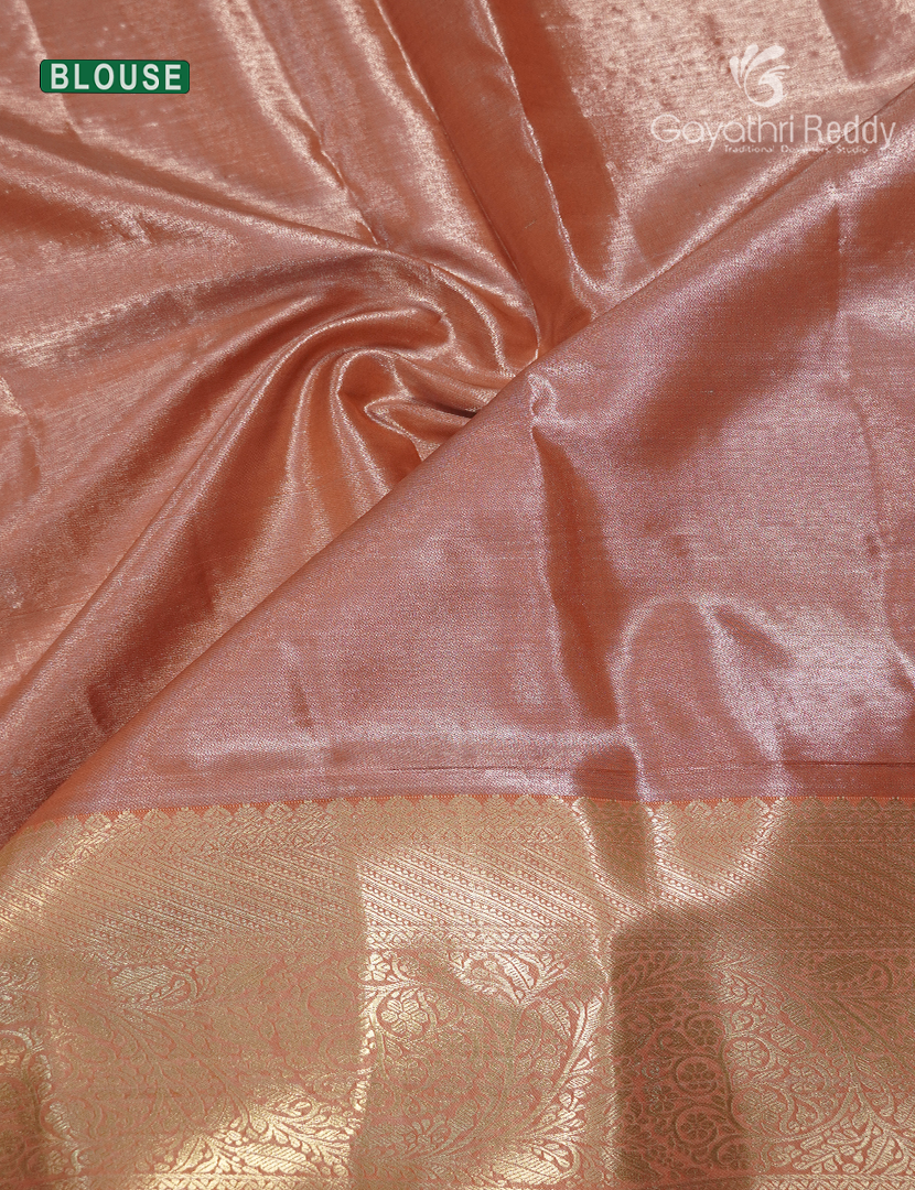 Semi Kanchipuram Silk Saree in Pastel Gold