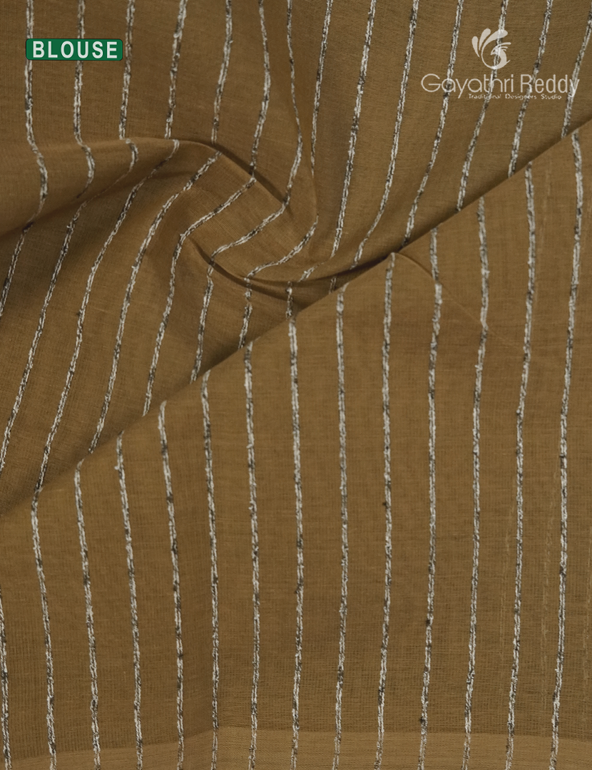 Pure Handloom Cotton Saree in Dry Mehendi