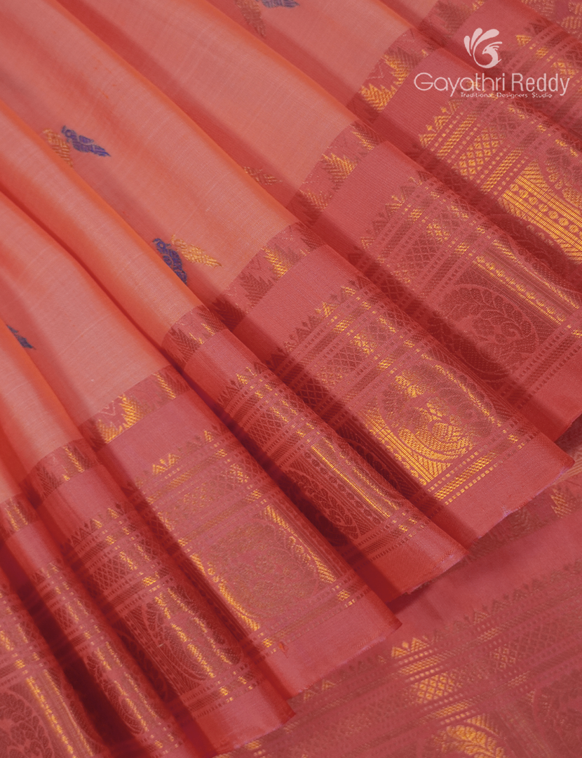 Pure Gadwal Silk Saree in Peach