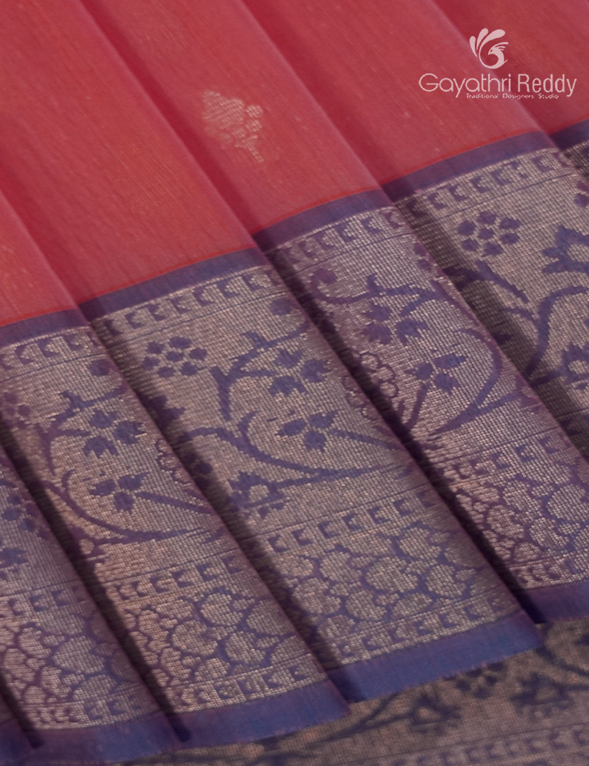 Kanchipuram Sico Saree in Peach and Grey