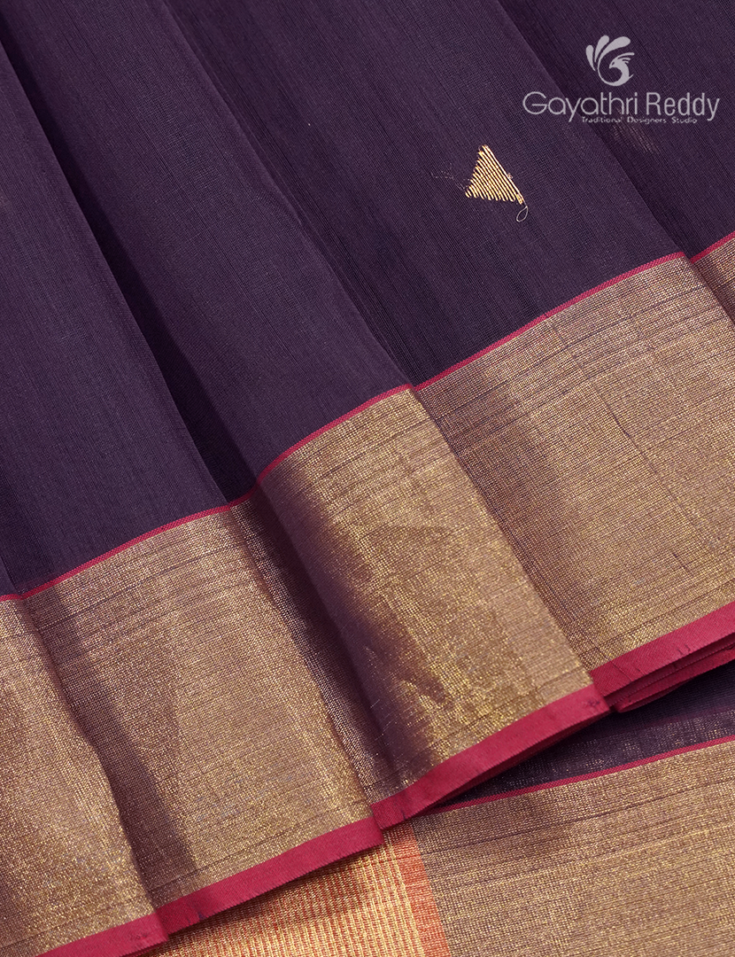 Pure Chanderi Sico Saree in Aubergine