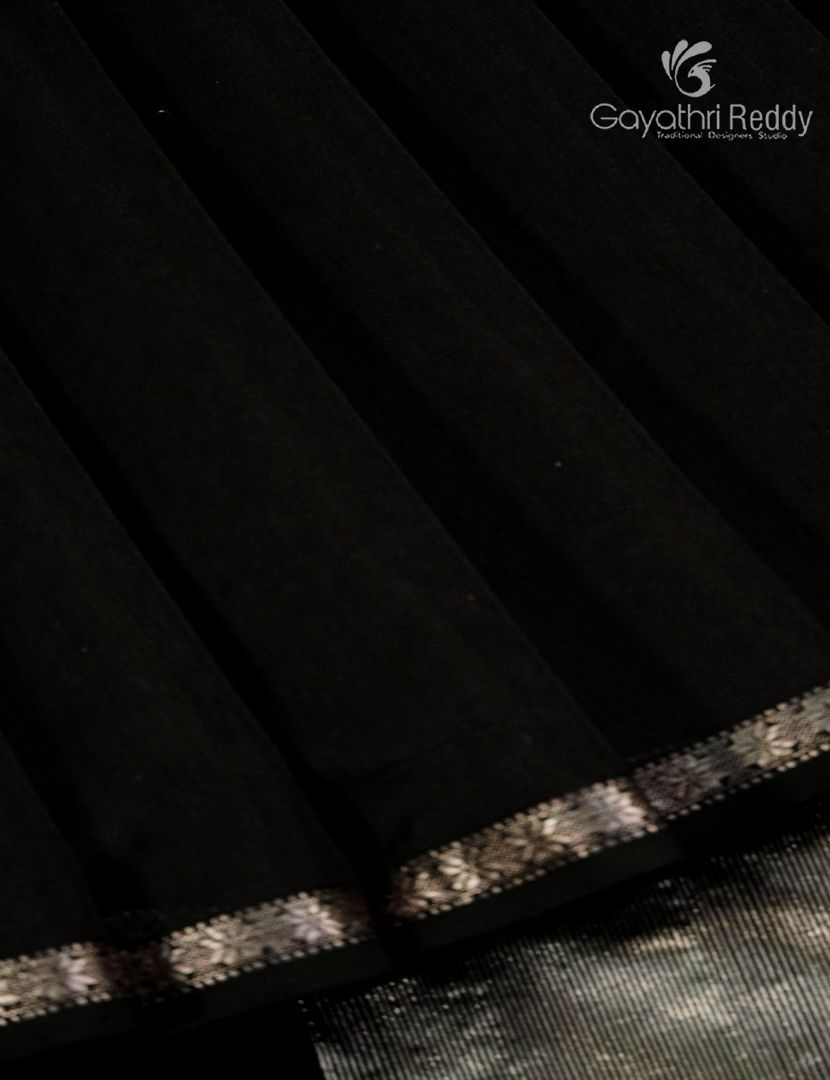 Pure Chanderi Sico Saree in Black