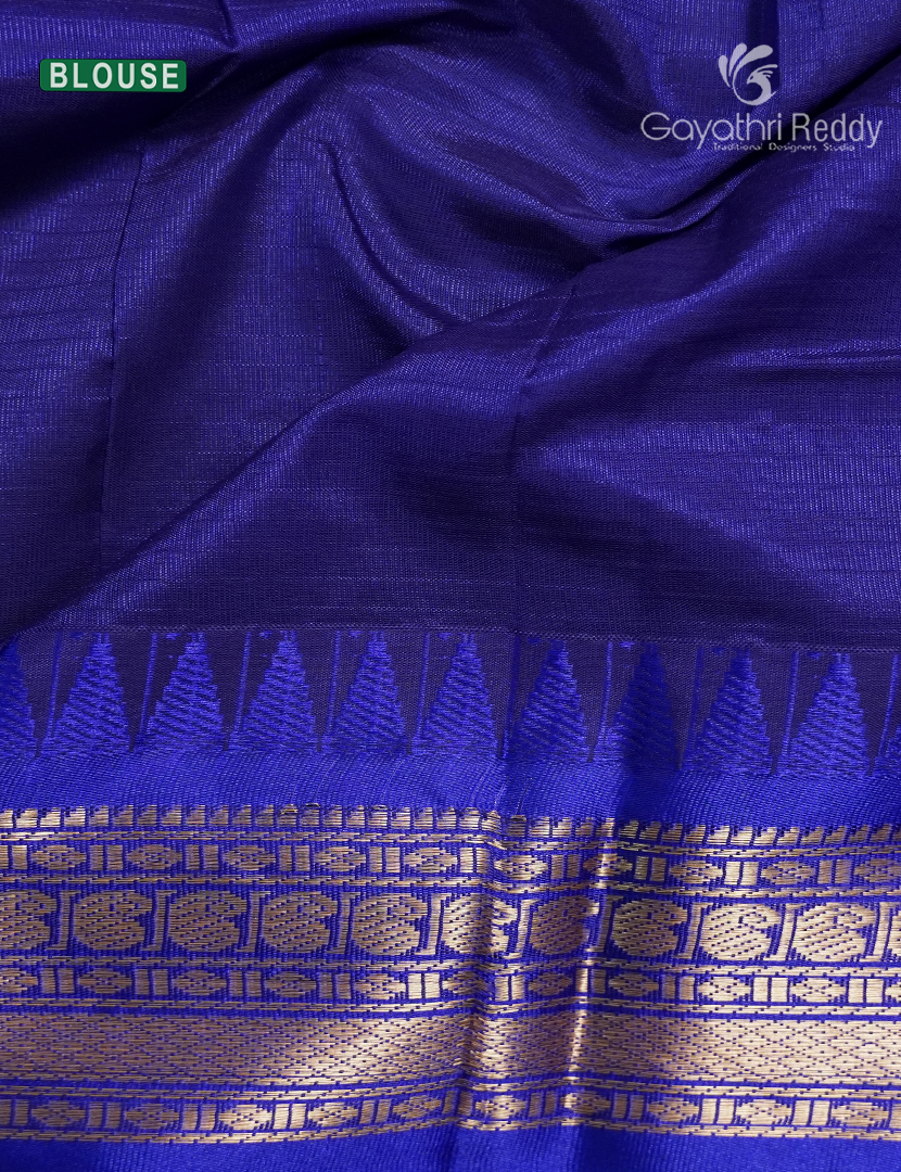 Pure Gadwal Cotton Saree in Sunshine Yellow and Royal Blue