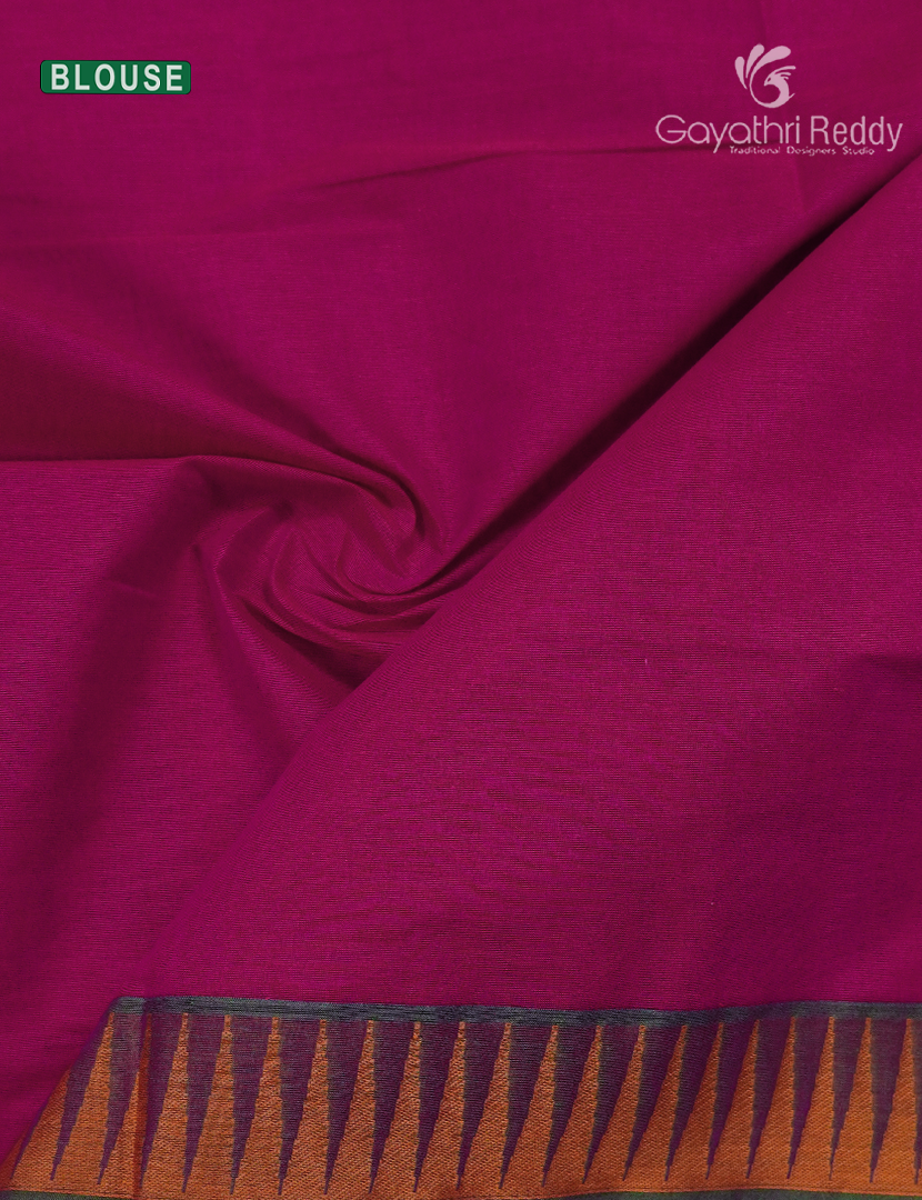 Pure Kanchi Cotton Saree in Deep Pink