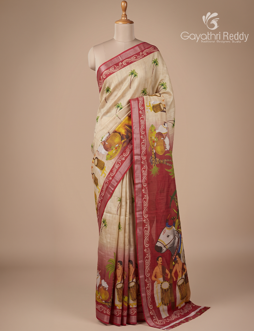 Pure Linen Saree in Light Yellow