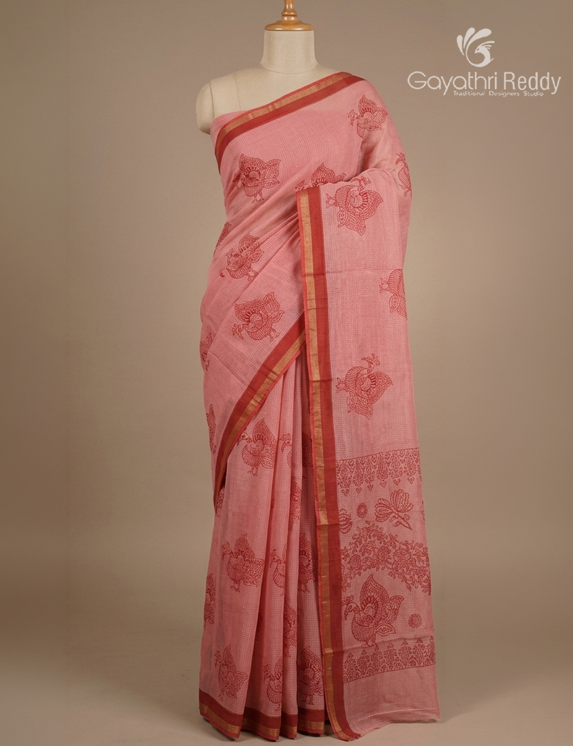 Premium Quality Cotton Kota Saree in Pastel Peach