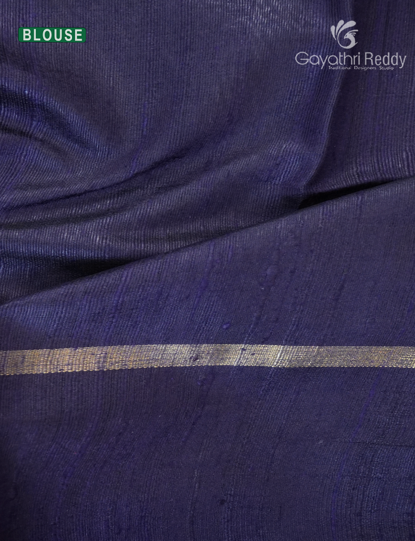 Pure Khadi Pattu Saree in Deep Navy Blue