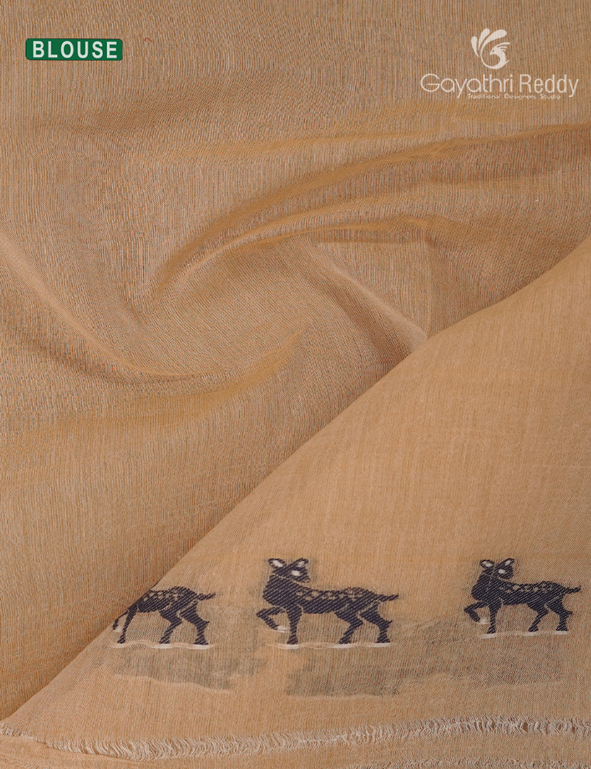 Jamdani Cotton Saree in Light Mustard