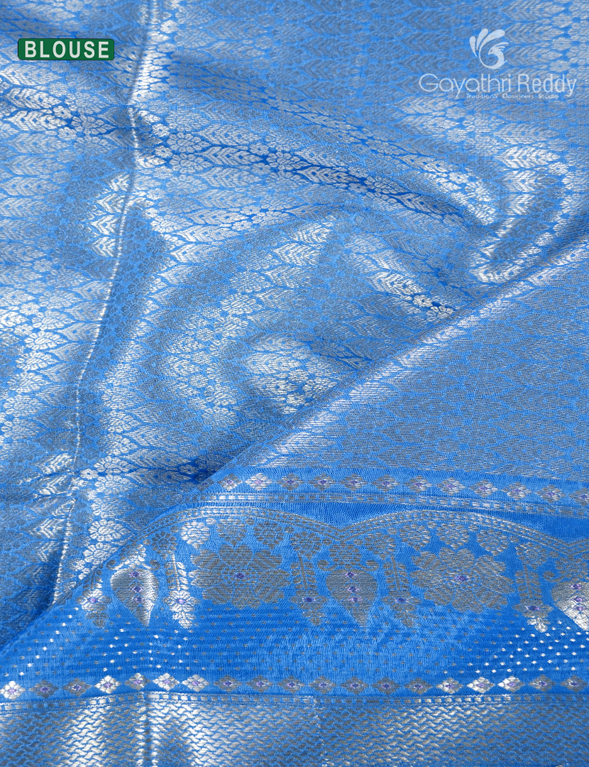 Banaras Mango Silk Saree in Firozi Blue
