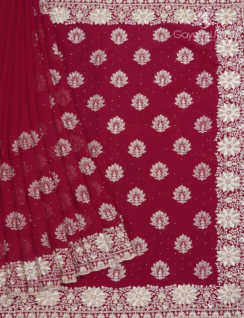 Georgette Fancy Saree in Deep Pink