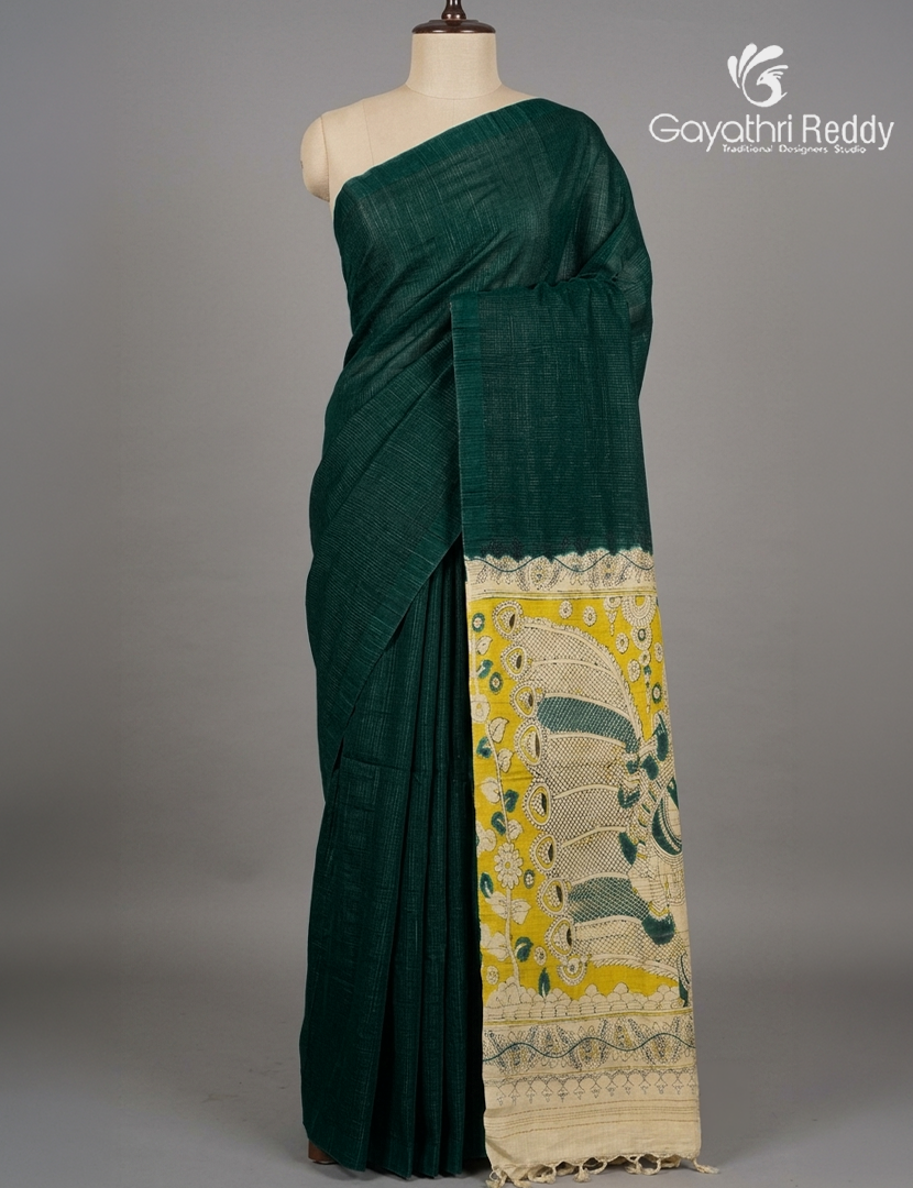 Pure Munga Silk Saree in Deep Green
