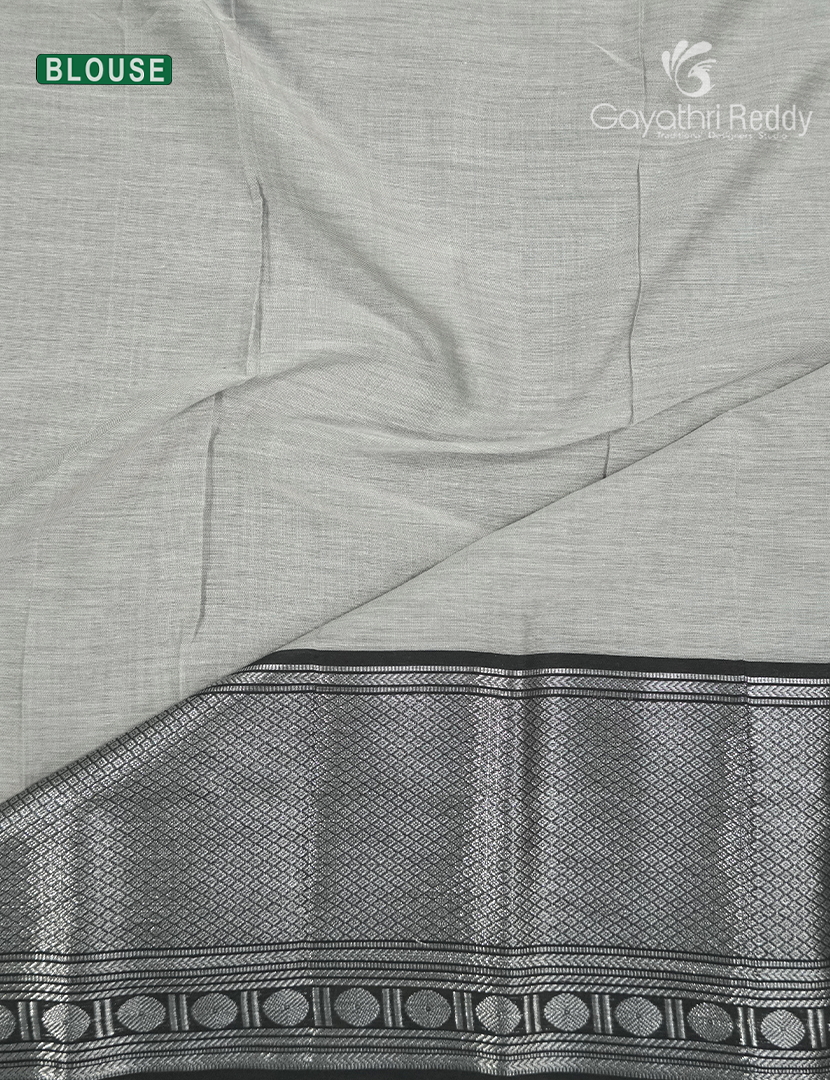 Pure Narayanpet Cotton Saree in Silver Grey