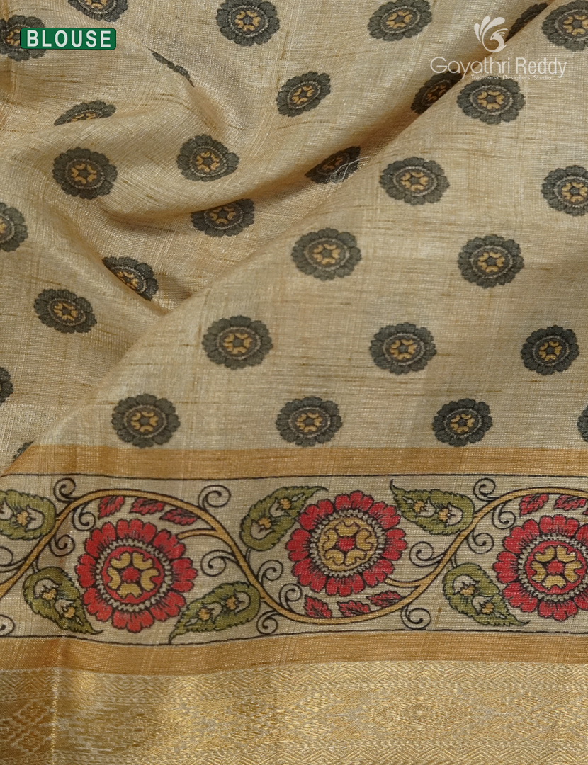 Pure Linen Saree in Ash Grey