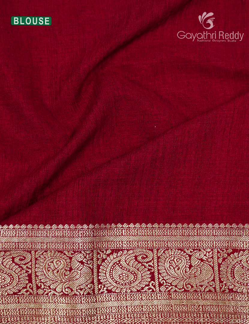 Semi Tussar Saree in Maroon