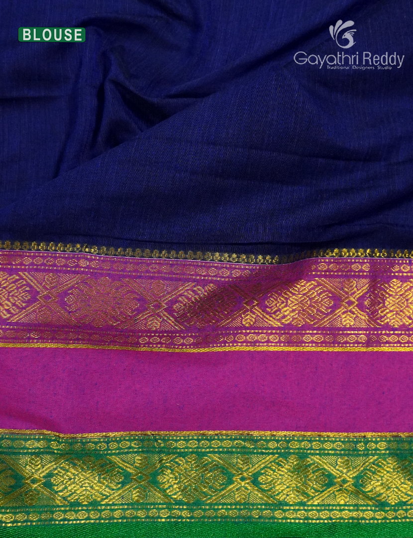 Jamdani Cotton Saree in Deep Blue