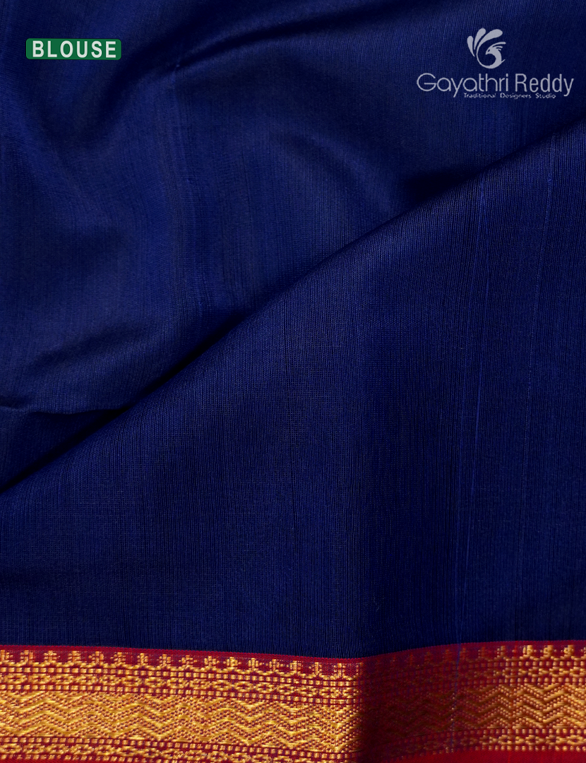 Pure Chanderi Sico Saree in Navy Blue