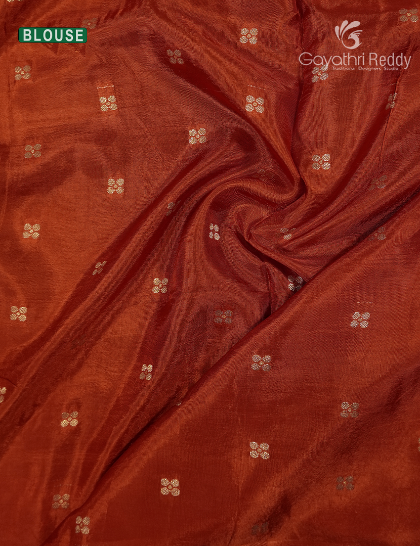 Semi Mysore Silk Saree in Deep Brown and Burnt Orange