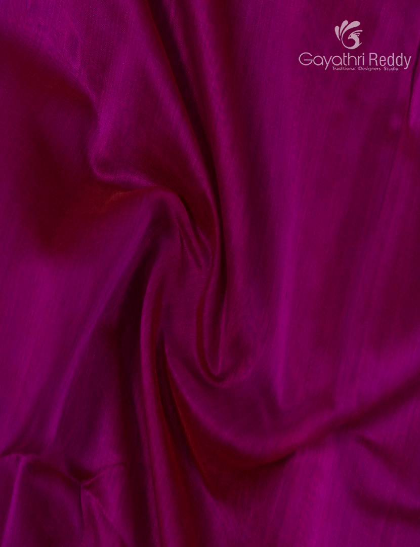 Pure Chanderi Sico Saree in Deep Magenta and Deep Brown