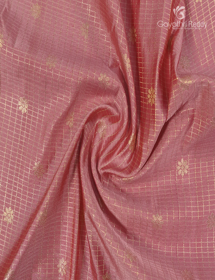 Semi Kanchipuram Silk Saree in Peach and Brown