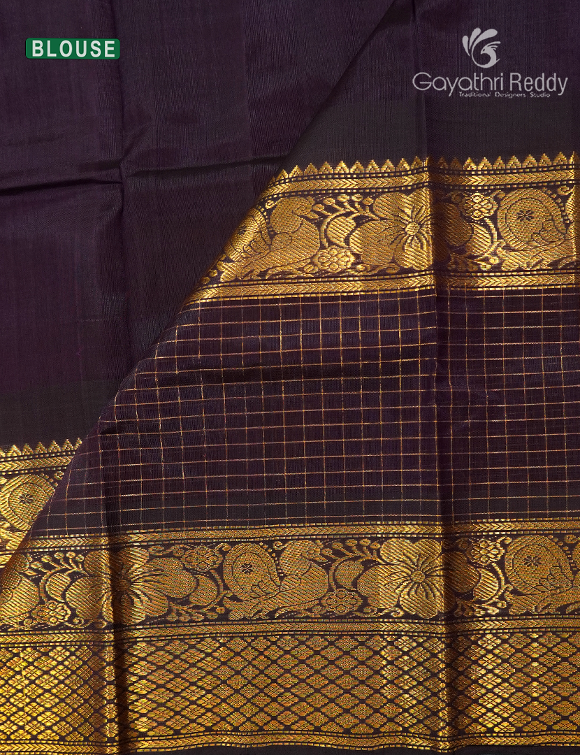 Pure Mangalagiri Langa Voni Set in Deep Brown