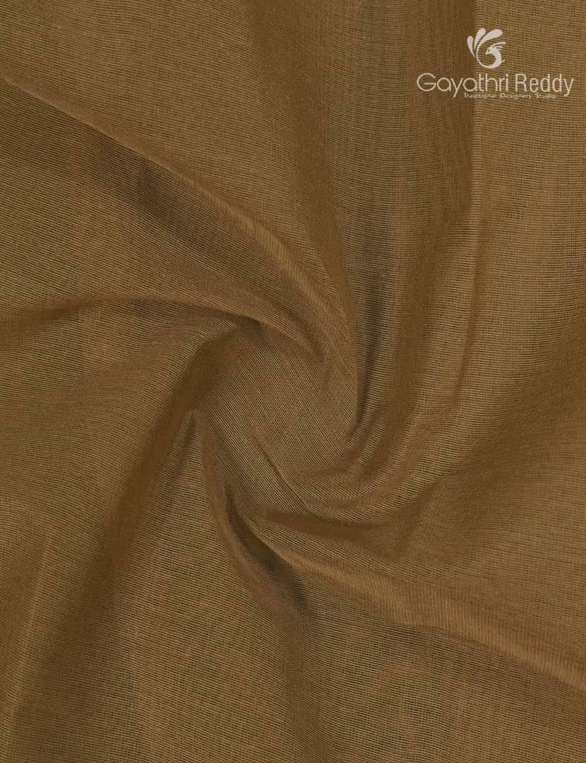 Pure Handloom Cotton Saree in Dry Mehendi