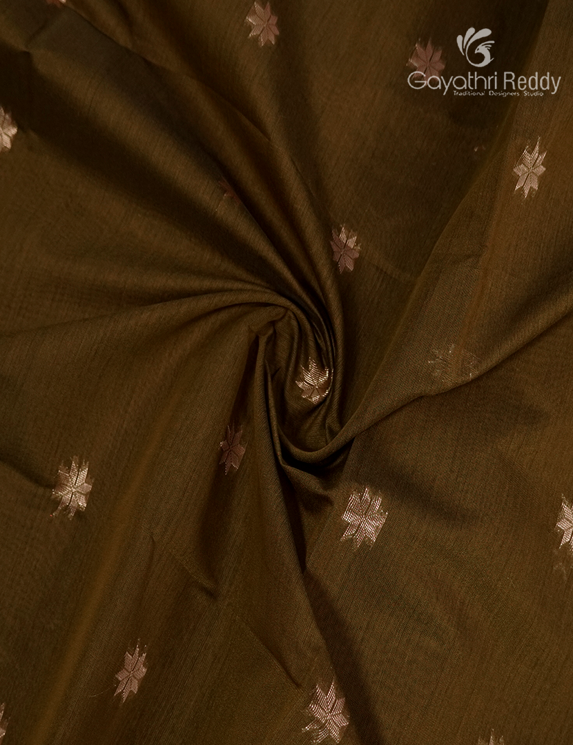 Kanchipuram Sico Saree in Olive Green and Deep Purple