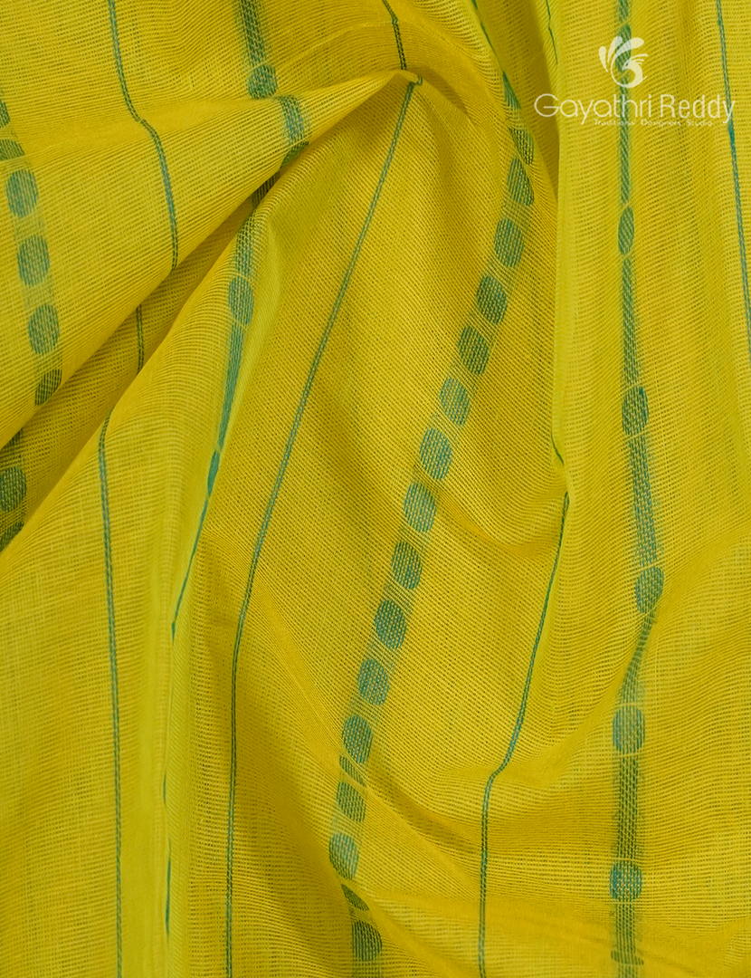 Pure Kanchi Cotton Saree in Lime Yellow and Lime Green