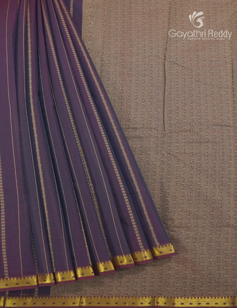 Pure Kanchi Cotton Saree in Deep Jamun