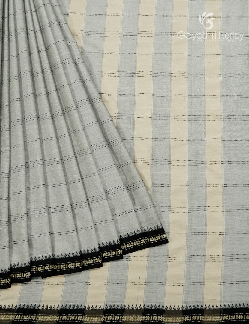 Pure Narayanpet Cotton Saree in Silver Grey