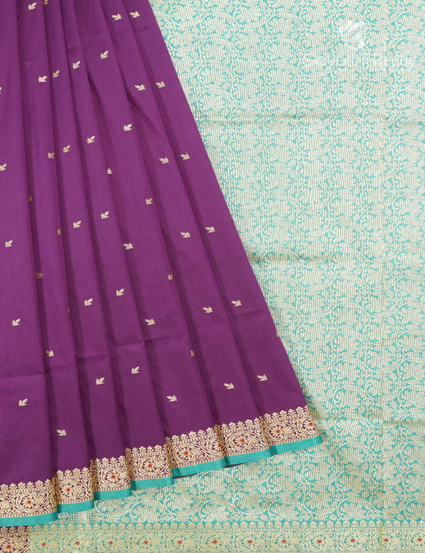 Semi Katan Silk Saree in Royal Purple
