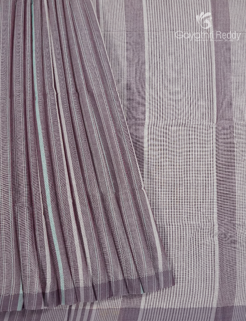 Pure Handloom Cotton Saree in Deep Onion