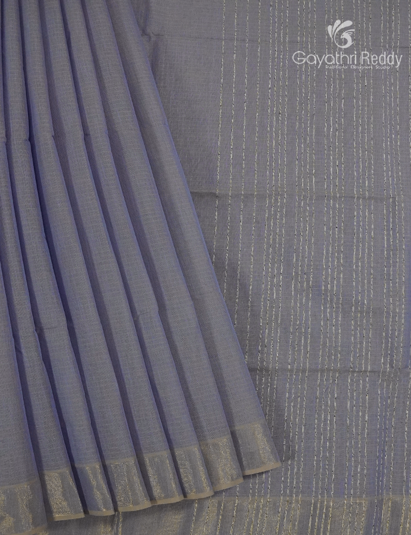 Pure Handloom Cotton Saree in Denim Grey