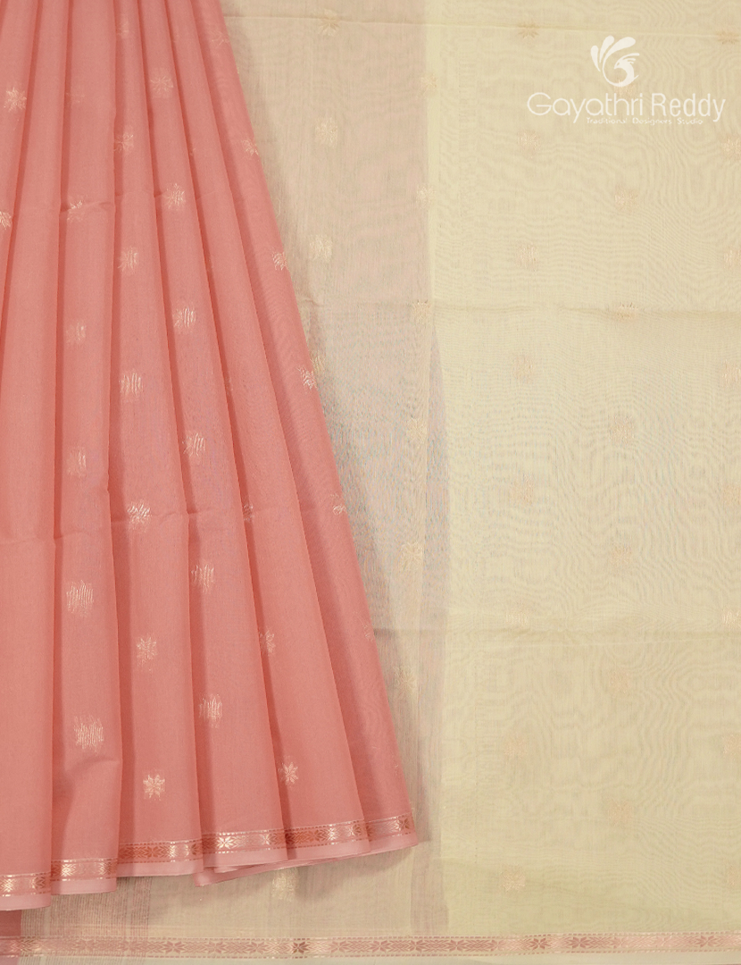 Kanchipuram Sico Saree in Peach and Cream