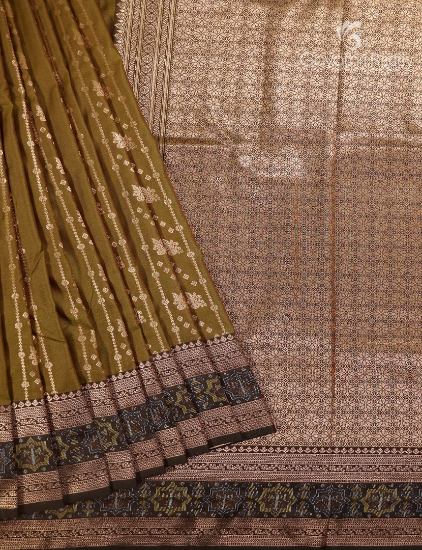 Semi Kanchipuram Art Silk Saree in Dry Mehendi
