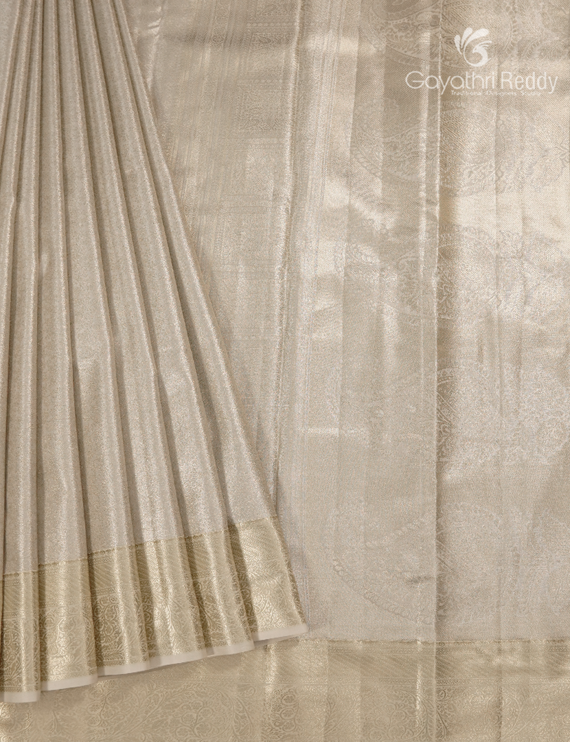 Semi Kanchipuram Silk Saree in Silver
