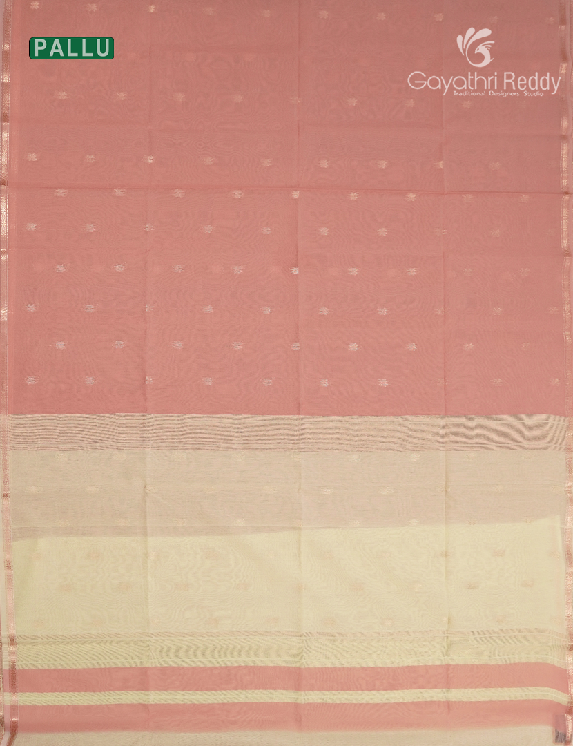 Kanchipuram Sico Saree in Peach and Cream