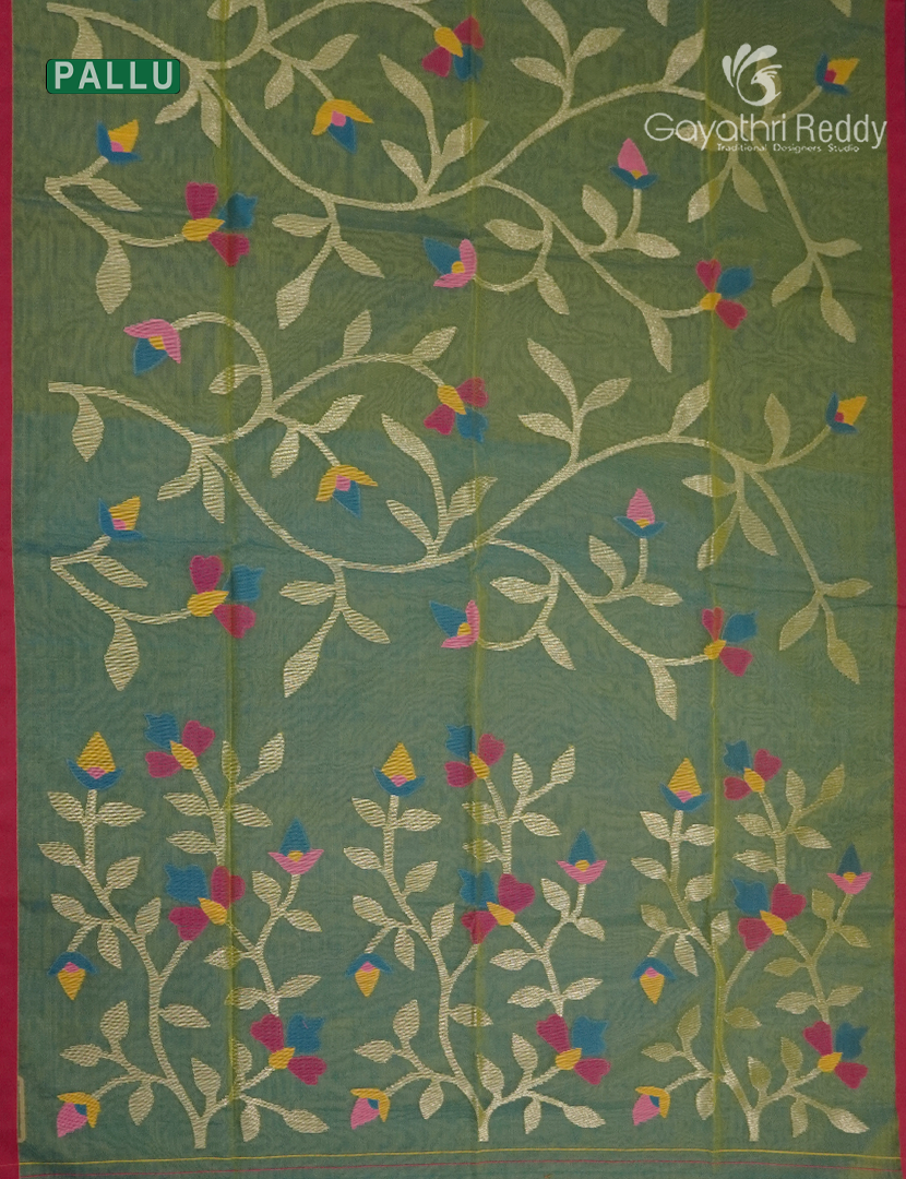 Pure Jamdani Kora Saree in Light Green