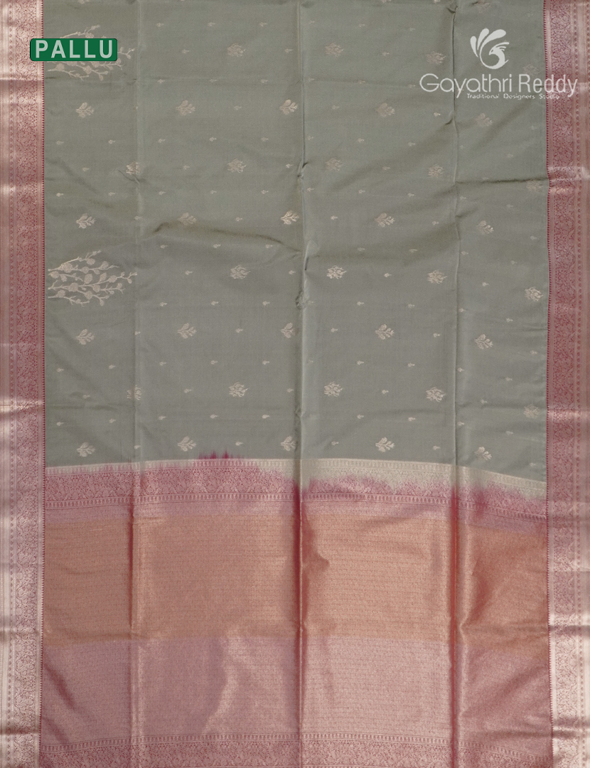 Soft Silk Saree in Grey and Deep Rust